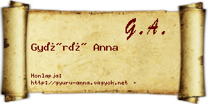 Gyürü Anna névjegykártya